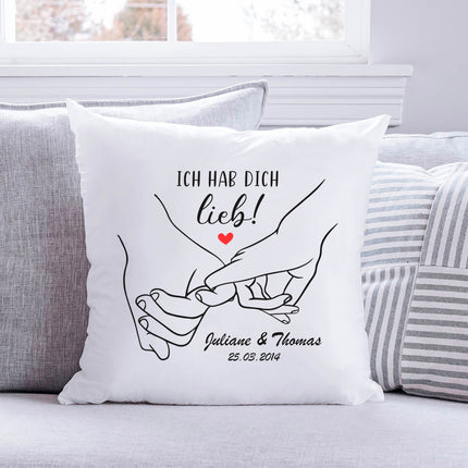 SEO. Bedrucktes Kissen mit Motiv "Love Hands" - ohne Füllung Linkreich