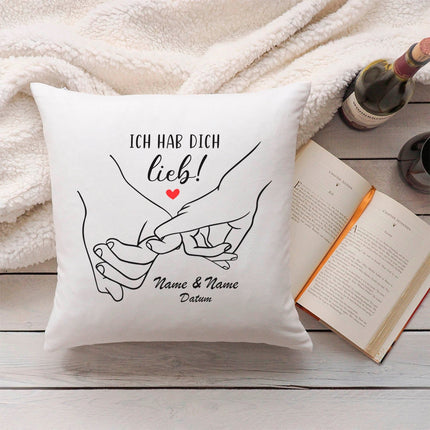SEO. Bedrucktes Kissen mit Motiv "Love Hands" - ohne Füllung Linkreich