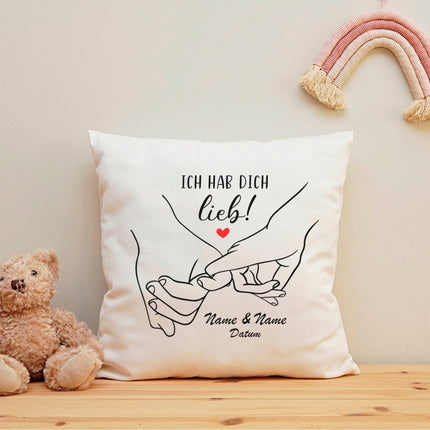 SEO. Bedrucktes Kissen mit Motiv "Love Hands" - ohne Füllung Linkreich