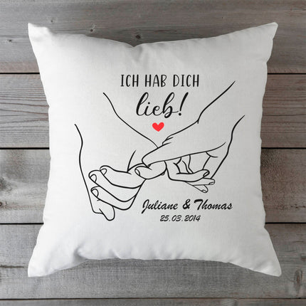 SEO. Bedrucktes Kissen mit Motiv "Love Hands" - ohne Füllung Linkreich