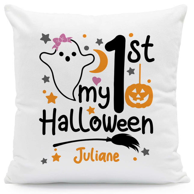 SEO. Bedrucktes Kissen mit Motiv My 1st Halloween - Mädchen Linkreich