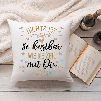 SEO. Bedrucktes Kissen mit Motiv Nichts ist so kostbar wie die Zeit mit Dir - ohne Füllung Linkreich