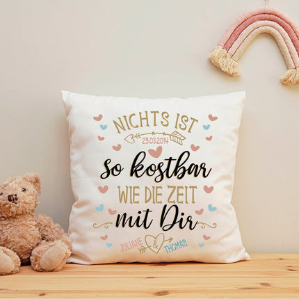 SEO. Bedrucktes Kissen mit Motiv Nichts ist so kostbar wie die Zeit mit Dir - ohne Füllung Linkreich