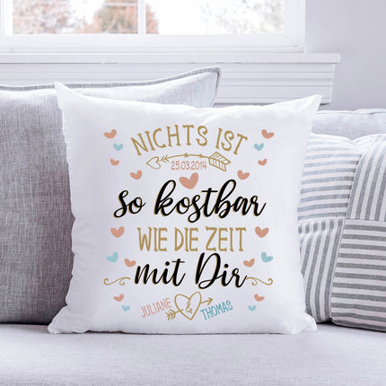 SEO. Bedrucktes Kissen mit Motiv Nichts ist so kostbar wie die Zeit mit Dir - ohne Füllung Linkreich