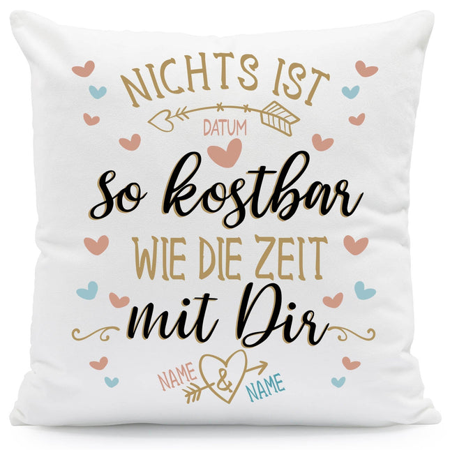 SEO. Bedrucktes Kissen mit Motiv Nichts ist so kostbar wie die Zeit mit Dir - ohne Füllung Linkreich