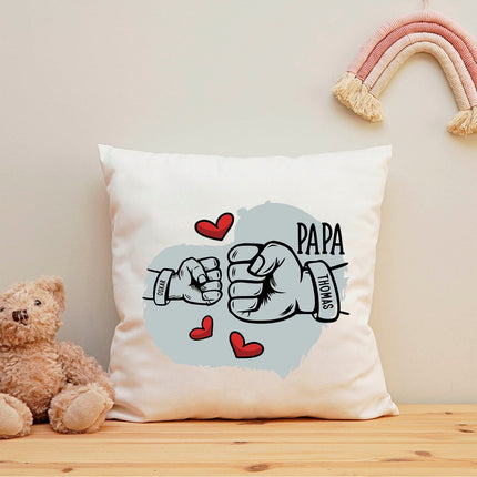 SEO. Bedrucktes Kissen mit Motiv Papa fist bump - 1 Kind Linkreich