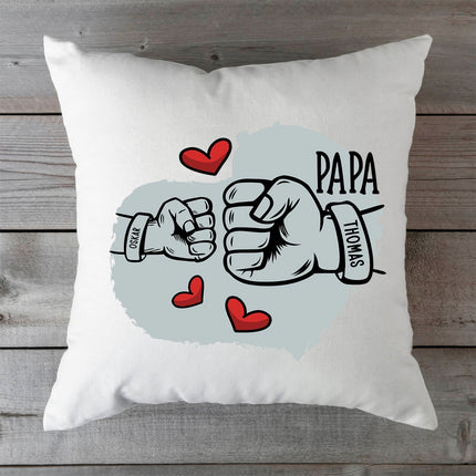 SEO. Bedrucktes Kissen mit Motiv Papa fist bump - 1 Kind Linkreich