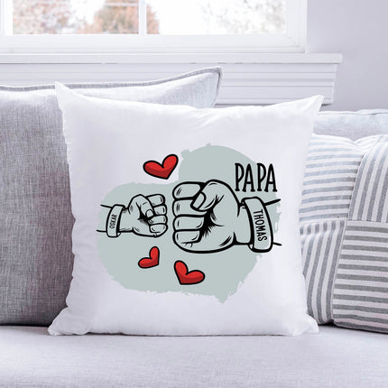 SEO. Bedrucktes Kissen mit Motiv Papa fist bump - 1 Kind Linkreich
