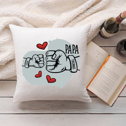 SEO. Bedrucktes Kissen mit Motiv Papa fist bump - 1 Kind Linkreich