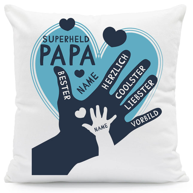 SEO. Bedrucktes Kissen mit Motiv Papa Hand - 1 Kind Linkreich