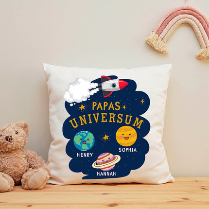SEO. Bedrucktes Kissen mit Motiv Papas Universum - ohne Füllung Linkreich