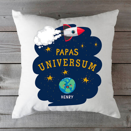 SEO. Bedrucktes Kissen mit Motiv Papas Universum - ohne Füllung Linkreich
