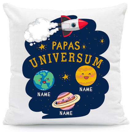 SEO. Bedrucktes Kissen mit Motiv Papas Universum - ohne Füllung Linkreich