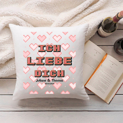 SEO. Bedrucktes Kissen mit Motiv "Pixel Heart" - ohne Füllung Linkreich