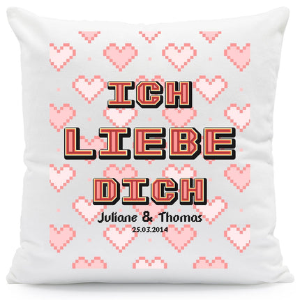 SEO. Bedrucktes Kissen mit Motiv "Pixel Heart" - ohne Füllung Linkreich