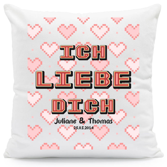 SEO. Bedrucktes Kissen mit Motiv "Pixel Heart" - ohne Füllung Linkreich