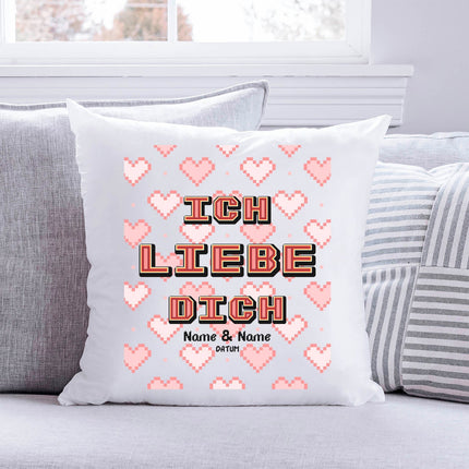 SEO. Bedrucktes Kissen mit Motiv "Pixel Heart" - ohne Füllung Linkreich