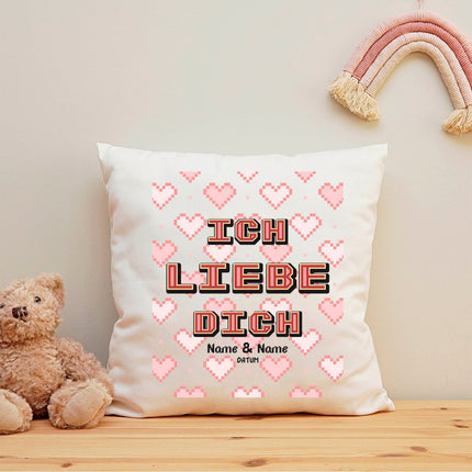 SEO. Bedrucktes Kissen mit Motiv "Pixel Heart" - ohne Füllung Linkreich