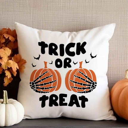SEO. Bedrucktes Kissen mit Motiv Trick or Treat Skelett - ohne Füllung Linkreich