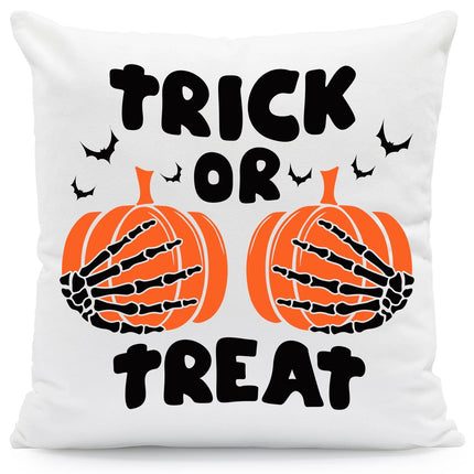 SEO. Bedrucktes Kissen mit Motiv Trick or Treat Skelett - ohne Füllung Linkreich