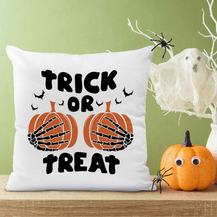 SEO. Bedrucktes Kissen mit Motiv Trick or Treat Skelett - ohne Füllung Linkreich