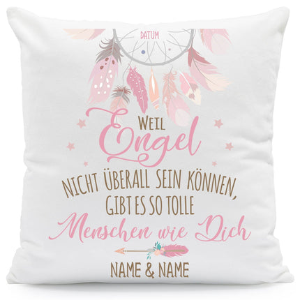 SEO. Bedrucktes Kissen mit Motiv Weil Engel nicht überall sein können - ohne Füllung Linkreich