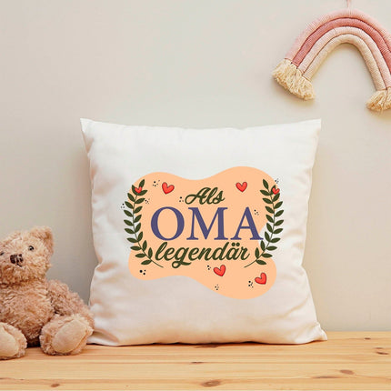 SEO. Bedrucktes Kissen mit Spruch Als Oma Legendär - ohne Füllung Linkreich