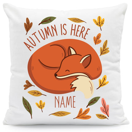 SEO. Bedrucktes Kissen mit Spruch Autumn is here mit Wunschname - ohne Füllung Linkreich