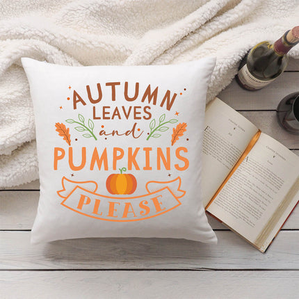 SEO. Bedrucktes Kissen mit Spruch Autumn leaves and Pumpkins please - ohne Füllung Linkreich