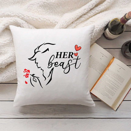 SEO. Bedrucktes Kissen mit Spruch Beauty & Beast im Set - Linkreich