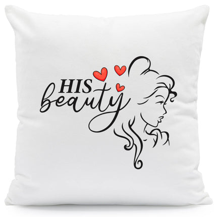 SEO. Bedrucktes Kissen mit Spruch Beauty & Beast im Set - Linkreich