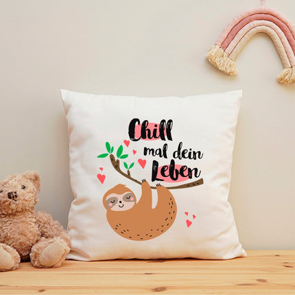 SEO. Bedrucktes Kissen mit Spruch Chill mal dein Leben - ohne Füllung Linkreich