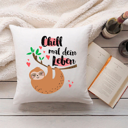 SEO. Bedrucktes Kissen mit Spruch Chill mal dein Leben - ohne Füllung Linkreich