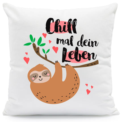 SEO. Bedrucktes Kissen mit Spruch Chill mal dein Leben - ohne Füllung Linkreich