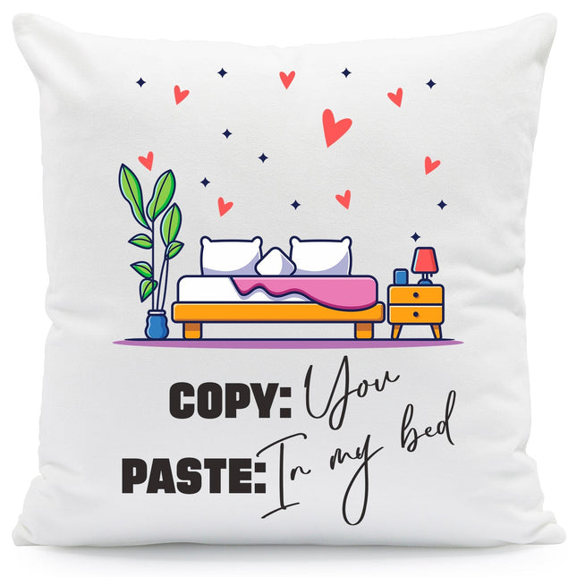 SEO. Bedrucktes Kissen mit Spruch Copy You Paste my Bed - mit Füllung Linkreich