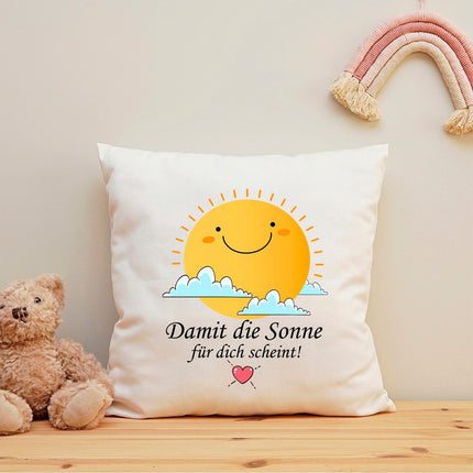 SEO. Bedrucktes Kissen mit Spruch Damit die Sonne für dich scheint - ohne Füllung Linkreich