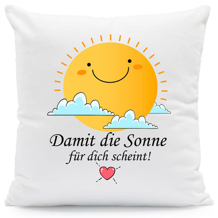 SEO. Bedrucktes Kissen mit Spruch Damit die Sonne für dich scheint - ohne Füllung Linkreich