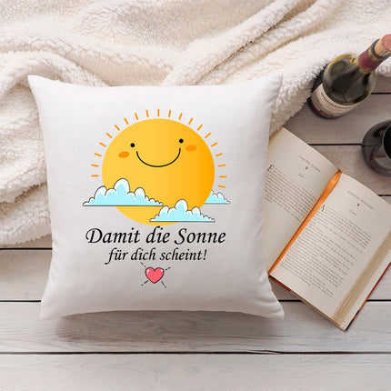 SEO. Bedrucktes Kissen mit Spruch Damit die Sonne für dich scheint - ohne Füllung Linkreich