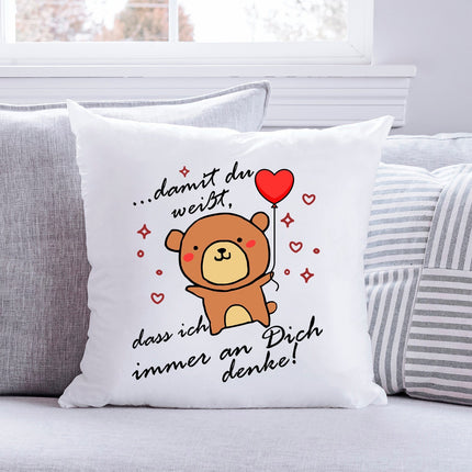 SEO. Bedrucktes Kissen mit Spruch Damit du weißt, dass ich immer an Dich denke - ohne Füllung Linkreich