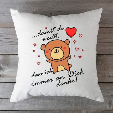 SEO. Bedrucktes Kissen mit Spruch Damit du weißt, dass ich immer an Dich denke - ohne Füllung Linkreich
