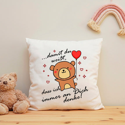 SEO. Bedrucktes Kissen mit Spruch Damit du weißt, dass ich immer an Dich denke - ohne Füllung Linkreich