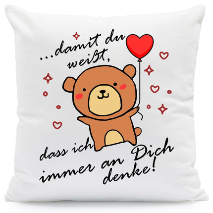 SEO. Bedrucktes Kissen mit Spruch Damit du weißt, dass ich immer an Dich denke - ohne Füllung Linkreich