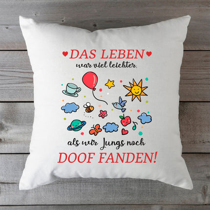 SEO. Bedrucktes Kissen mit Spruch Das Leben war leichter - mit Füllung Linkreich