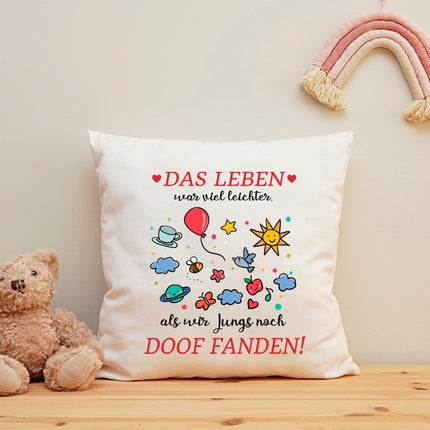 SEO. Bedrucktes Kissen mit Spruch Das Leben war leichter - mit Füllung Linkreich