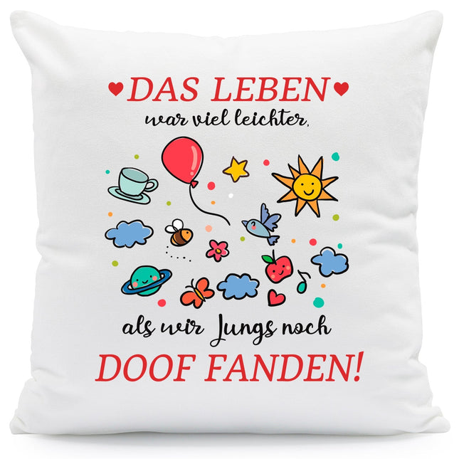 SEO. Bedrucktes Kissen mit Spruch Das Leben war leichter - mit Füllung Linkreich
