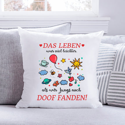SEO. Bedrucktes Kissen mit Spruch Das Leben war leichter - mit Füllung Linkreich