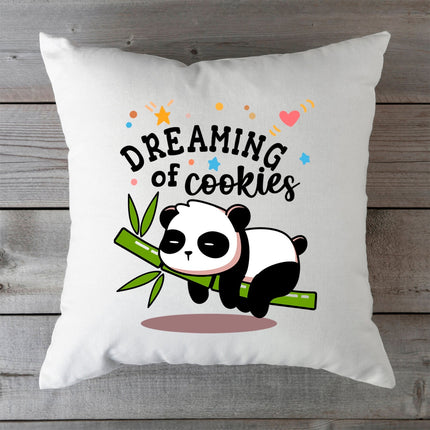 SEO. Bedrucktes Kissen mit Spruch Dreaming of Cookies - ohne Füllung Linkreich