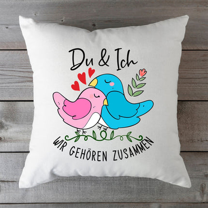 SEO. Bedrucktes Kissen mit Spruch Du & Ich wir gehören zusammen - ohne Füllung Linkreich
