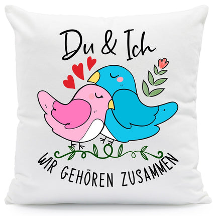 SEO. Bedrucktes Kissen mit Spruch Du & Ich wir gehören zusammen - ohne Füllung Linkreich