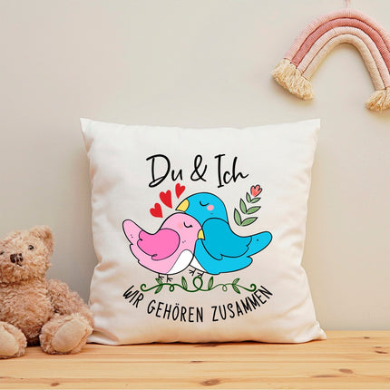 SEO. Bedrucktes Kissen mit Spruch Du & Ich wir gehören zusammen - ohne Füllung Linkreich